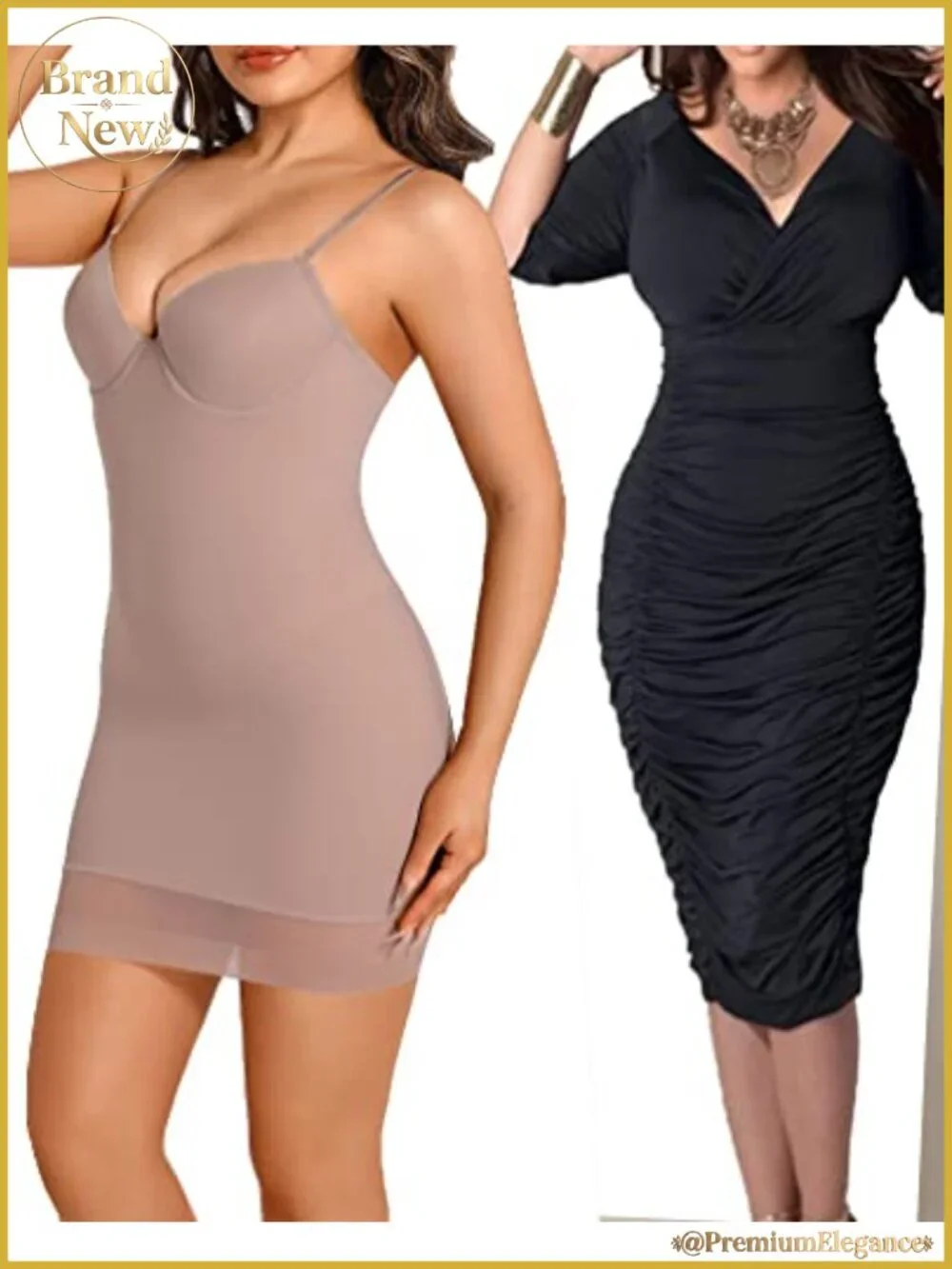 Strapless Shapewear Slip Dress Tummy Control with Built In Bra